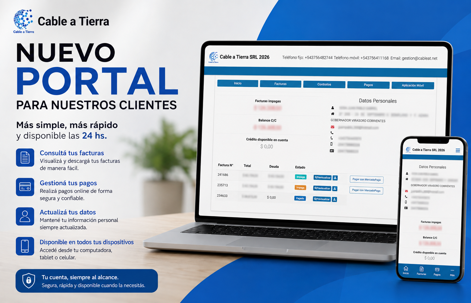 Nuevo Portal para Clientes Cable a Tierra